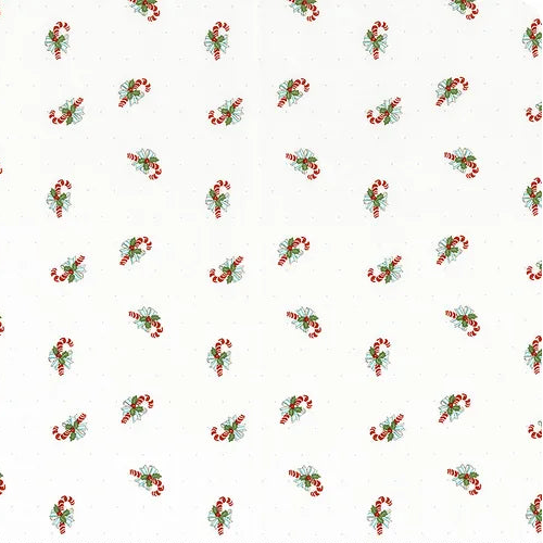 Riley Blake-Claus & Co-Candy Canes and Holly-White