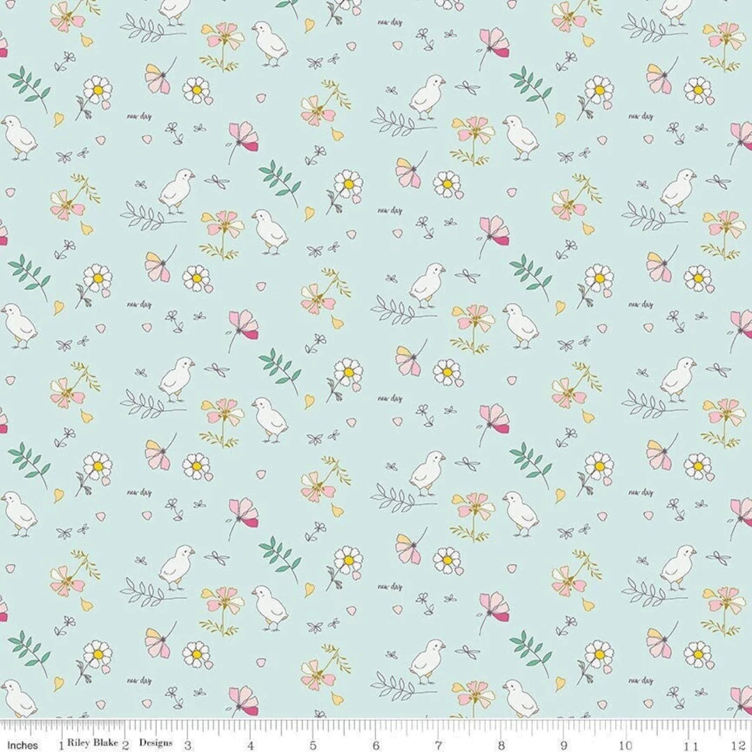 Minki Kim-Hidden Cottage-Birds Floral-Blue