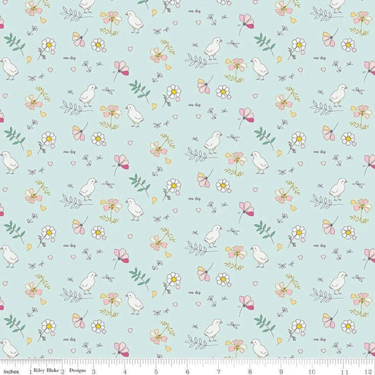 Minki Kim-Hidden Cottage-Birds Floral-Blue