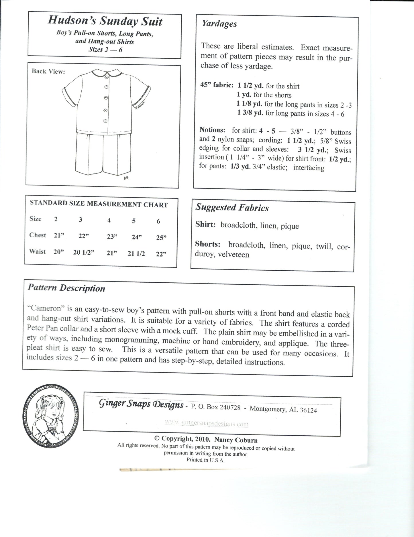 Ginger Snaps Designs-Hudson's Sunday Suit