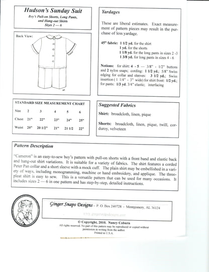 Ginger Snaps Designs-Hudson's Sunday Suit