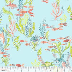 Cori Dantini by Blend Fabrics-Mermaid Days-Sea Bottom-Blue