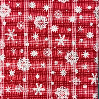 Blank Fabrics-Nordic Forest-Snowflakes on Red