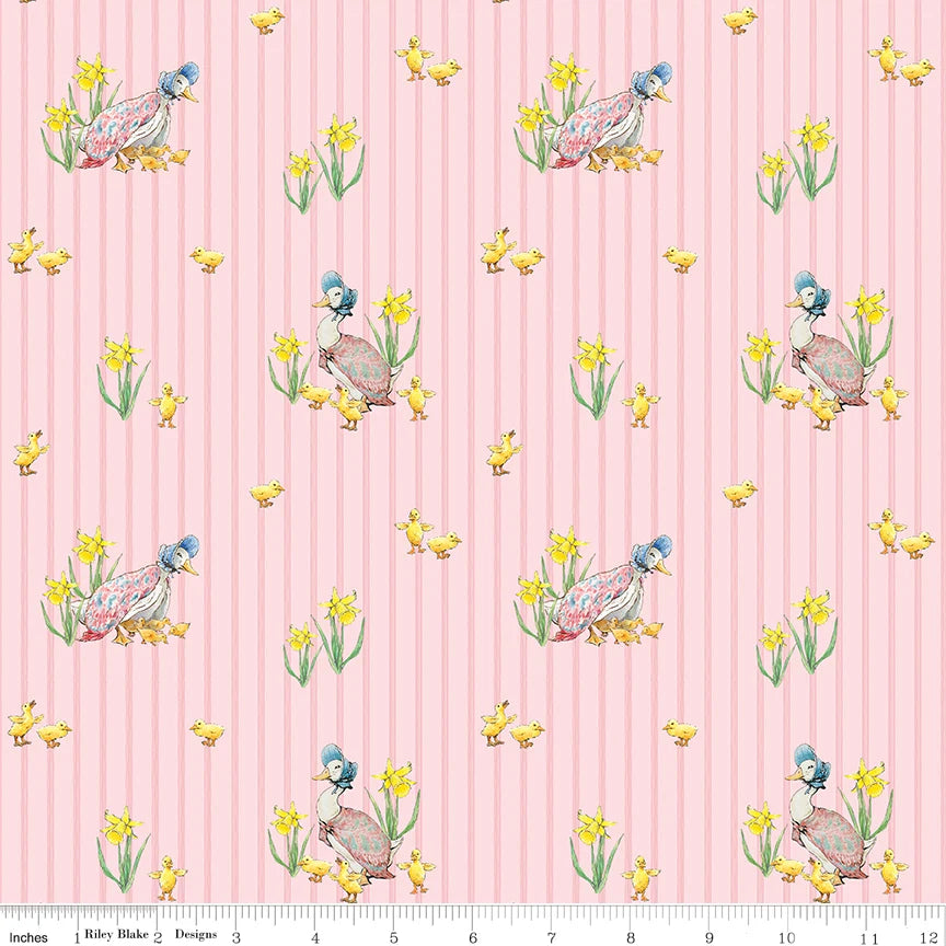 Riley Blake-Peter Rabbit and Friends-CD15862-Duck Stripe Pink