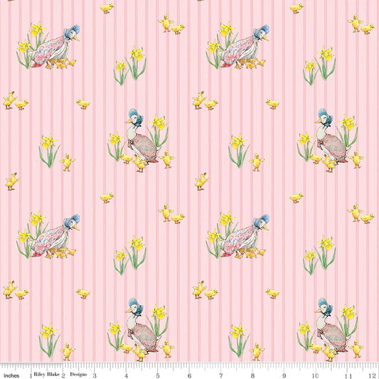 Riley Blake-Peter Rabbit and Friends-CD15862-Duck Stripe Pink