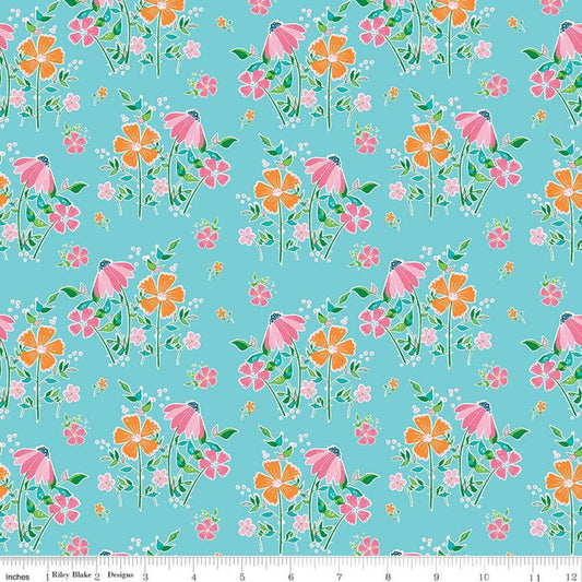 Riley Blake Quilting Cotton-Play Outside-Blue Floral