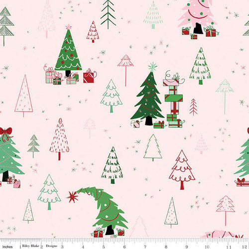 Riley Blake Designs-Christmas with Scaredy Cat-Main Pink