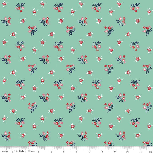 Riley Blake Quilting Cotton-Seaside-Floral Teal