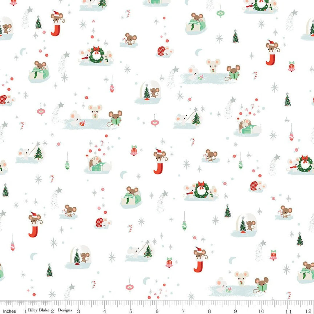 Riley Blake-Twas by Jill Howarth-Christmas Mice-White