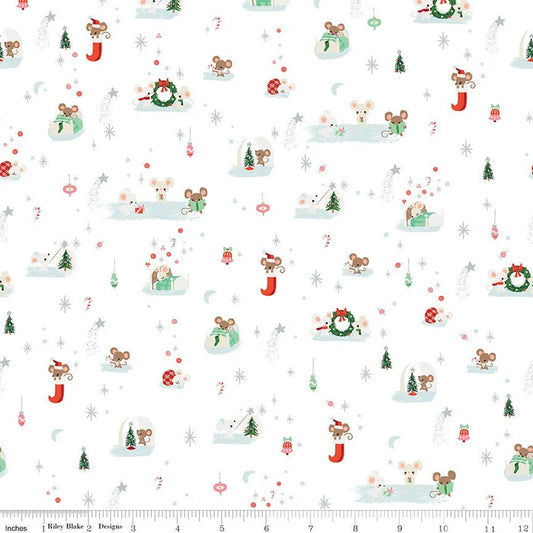 Riley Blake-Twas by Jill Howarth-Christmas Mice-White