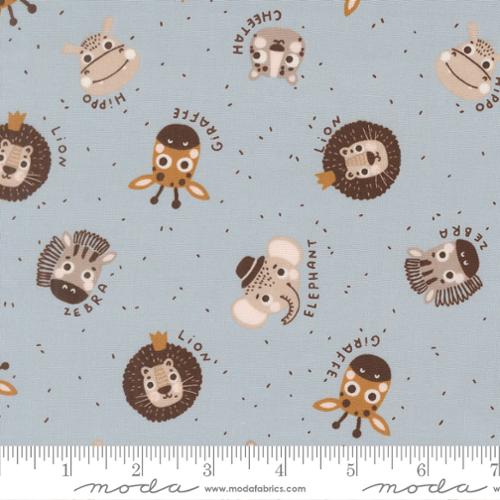 Moda Fabrics-Wildly Cute Safari-Named Animals-Sky